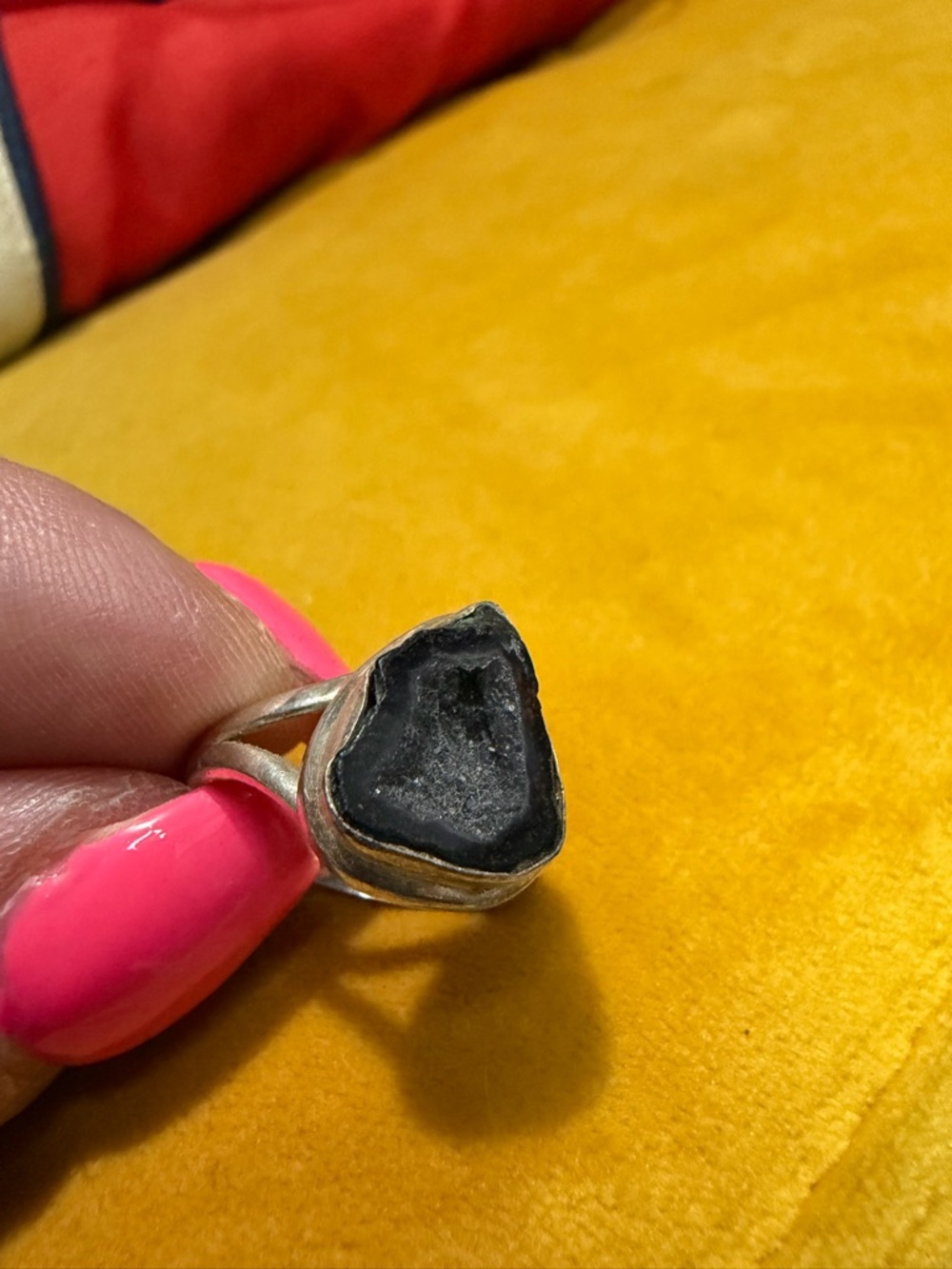 Sterling Silver Black Druzy GEODE Statement Ring - Women's Jewelry